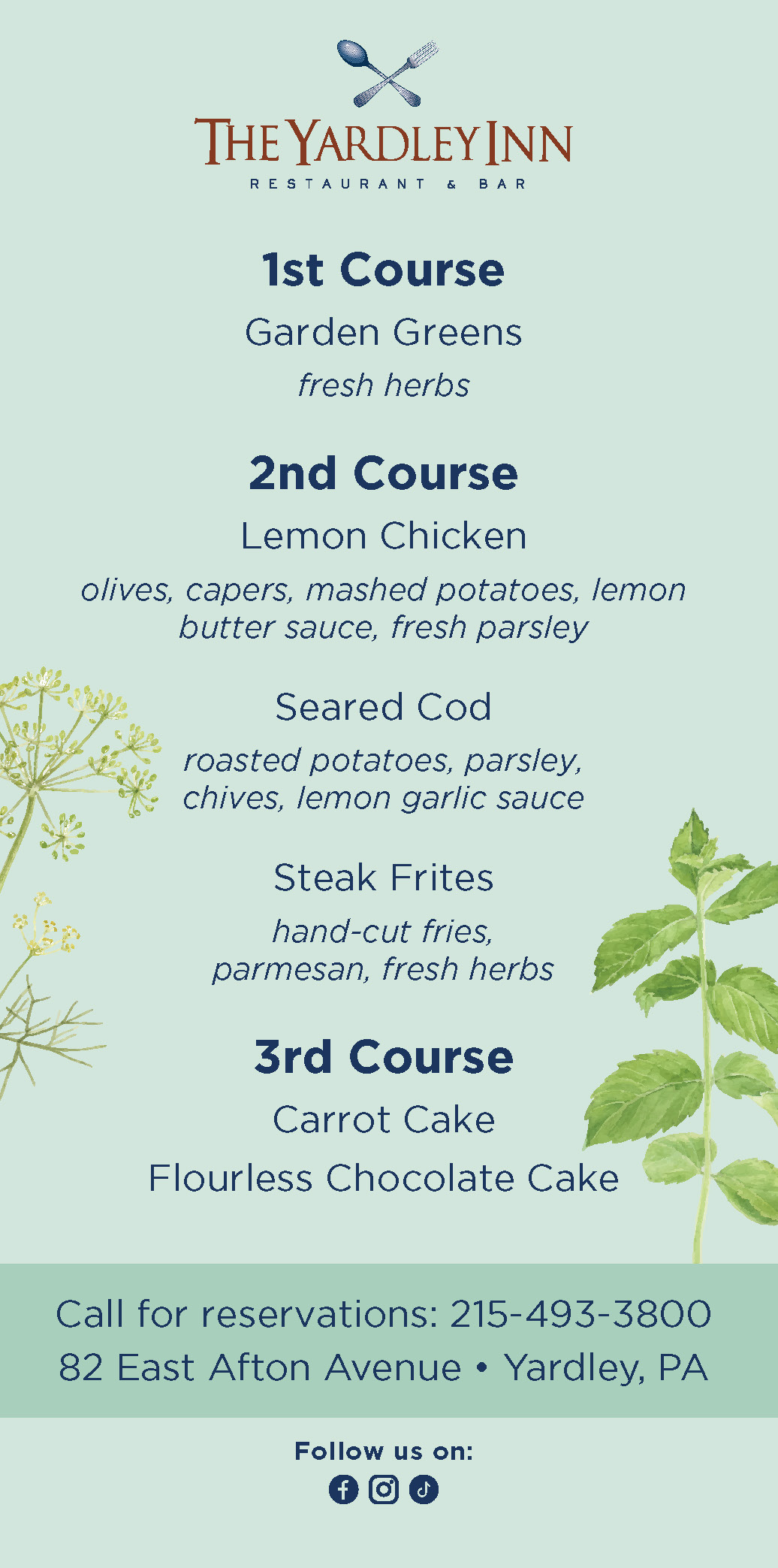 Ardingly Inn Food Menu | The Yardley Inn